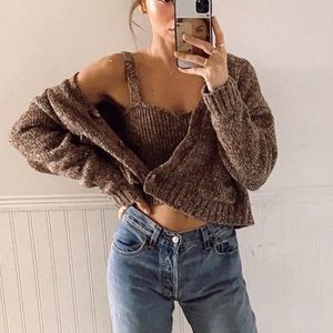 Influencer favourite Zara Twisted Knit Cardigan Set Size M